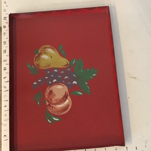 Unbranded VTG Hand Painted Red Tray Decorative Still Life Hand Painting Fruit - Picture 7 of 16